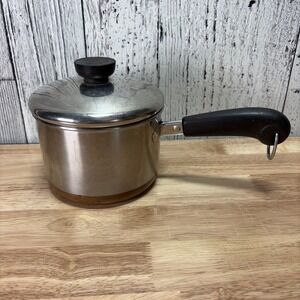 Vintage Revere Ware 1801 Copper Clad Bottom 2 Qt Sauce Pan with Lid Rome NY